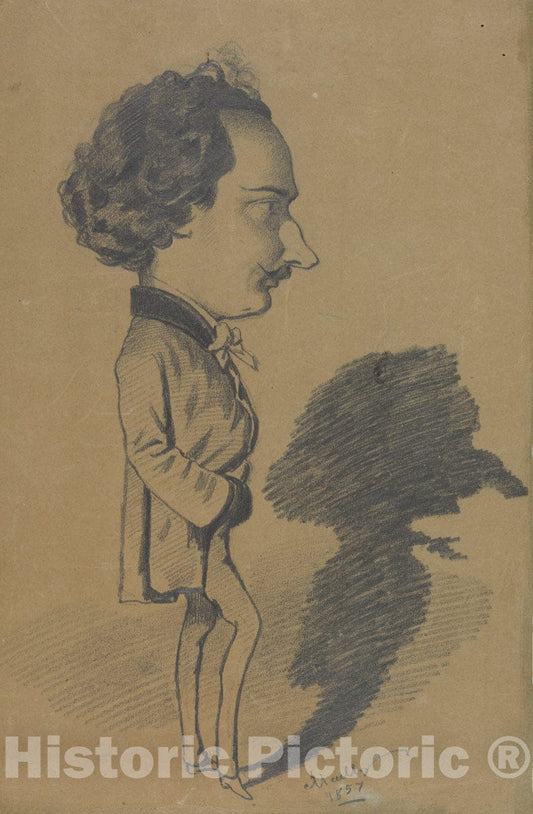 Art Print : Hippolyte Mailly - Caricature of a Standing Man : Vintage Wall Art
