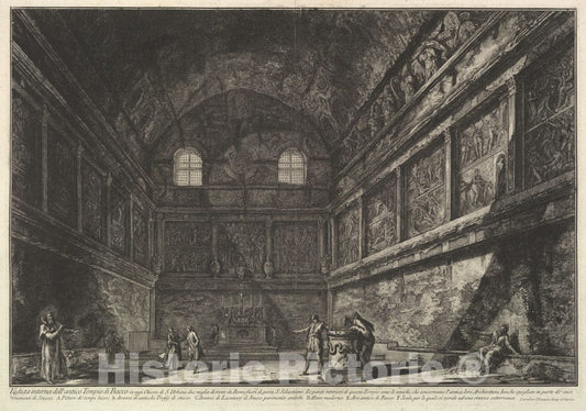 Art Print : Interior View of The Ancient Temple of Bacchus - Artist: Giovanni Battista Piranesi - Created: c1750 : Vintage Wall Art