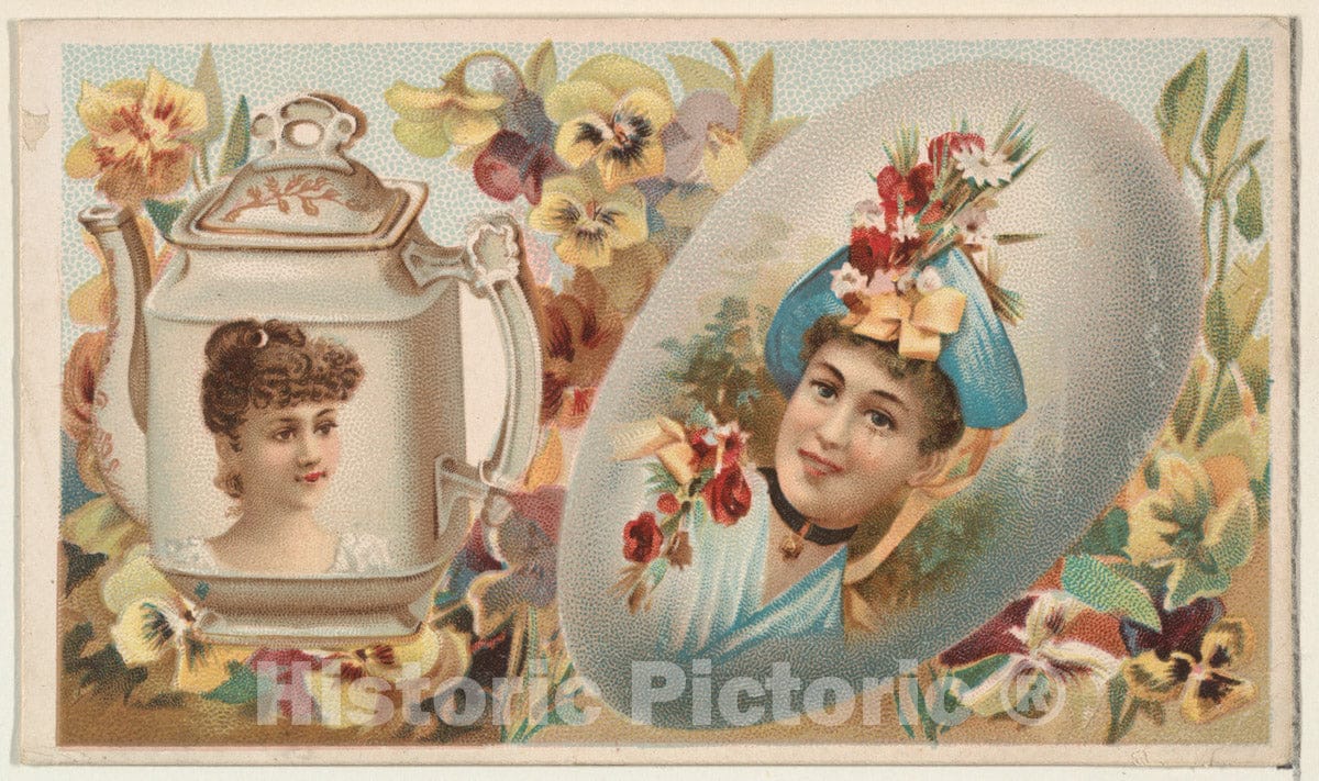 Art Print : Issued by W. Duke, Sons & Co. - Teapot, from The Miniature Novelties Series (N120) Issued by Duke Sons & Co. to Promote Honest Long Cut Tobacco : Vintage Wall Art