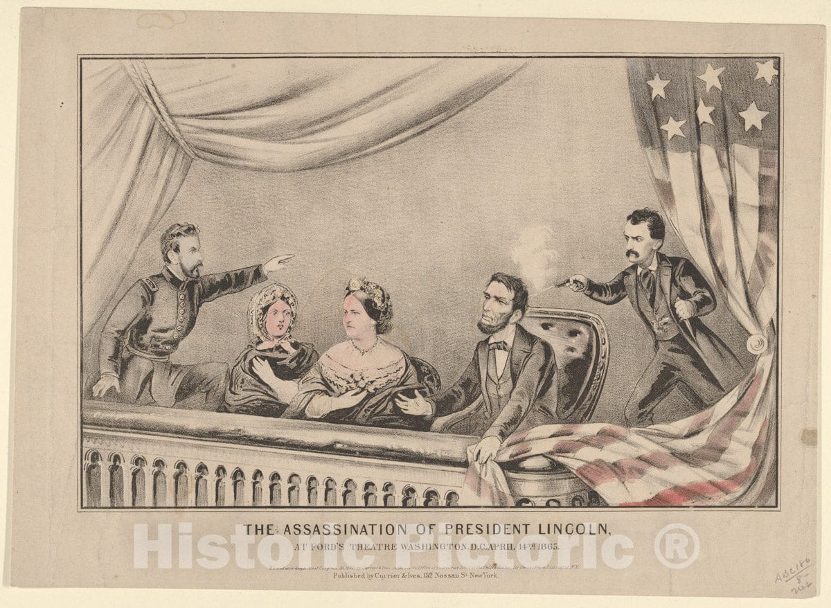 Art Print : Currier & Ives - The Assassination of President Lincoln at Ford's Theatre, Washington D.C, April 14th, 1865 : Vintage Wall Art