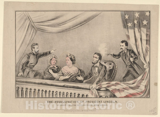 Art Print : Currier & Ives - The Assassination of President Lincoln at Ford's Theatre, Washington D.C, April 14th, 1865 : Vintage Wall Art