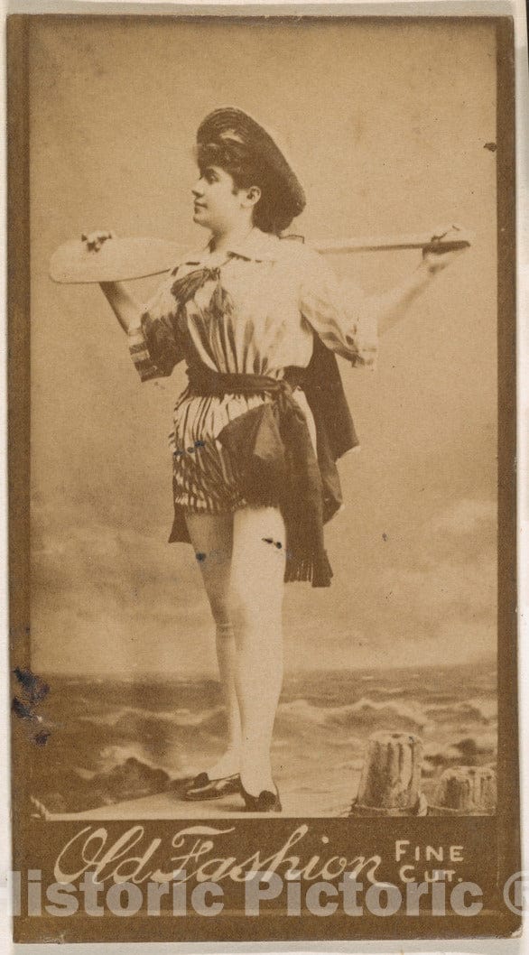 Photo Print : Actress with Paddle, from The Actresses Series (N664) Promoting Old Fashion Fine Cut Tobacco : Vintage Wall Art