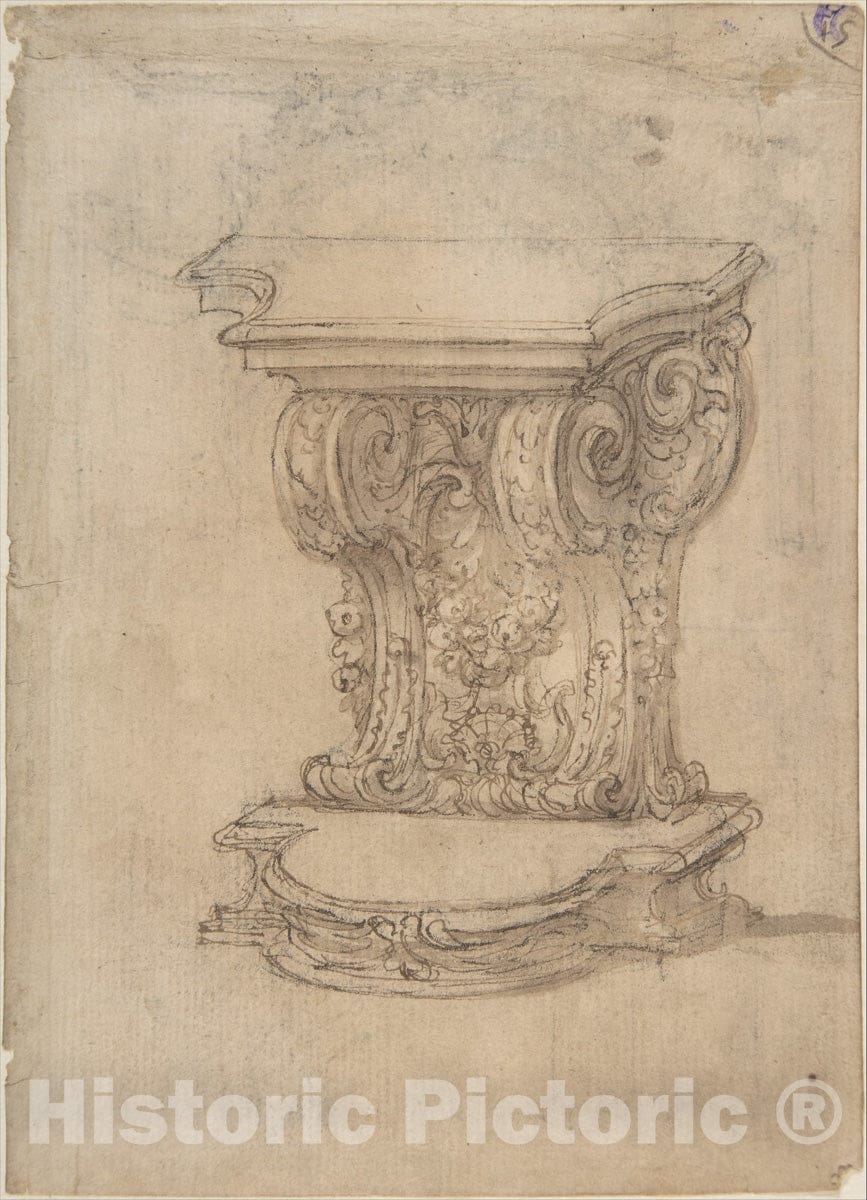 Art Print : Giovanni Battista Foggini - Design for a Lectern (Recto)