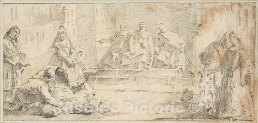 Art Print : Giovanni Battista Tiepolo - Illustration for a Book: Booty Presented to Three Dignitaries : Vintage Wall Art