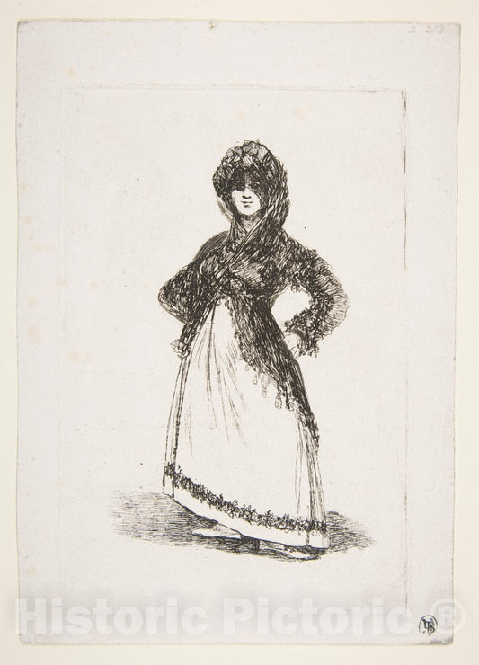 Art Print : Goya - A Maja Standing Against a Light Background (Maja) : Vintage Wall Art