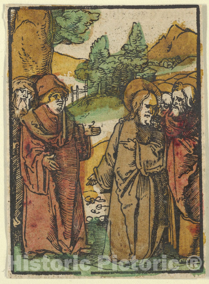 Art Print : Hans Schäufelein - Christ Warning The Disciples of False Prophets, from Das Plenarium 1 : Vintage Wall Art