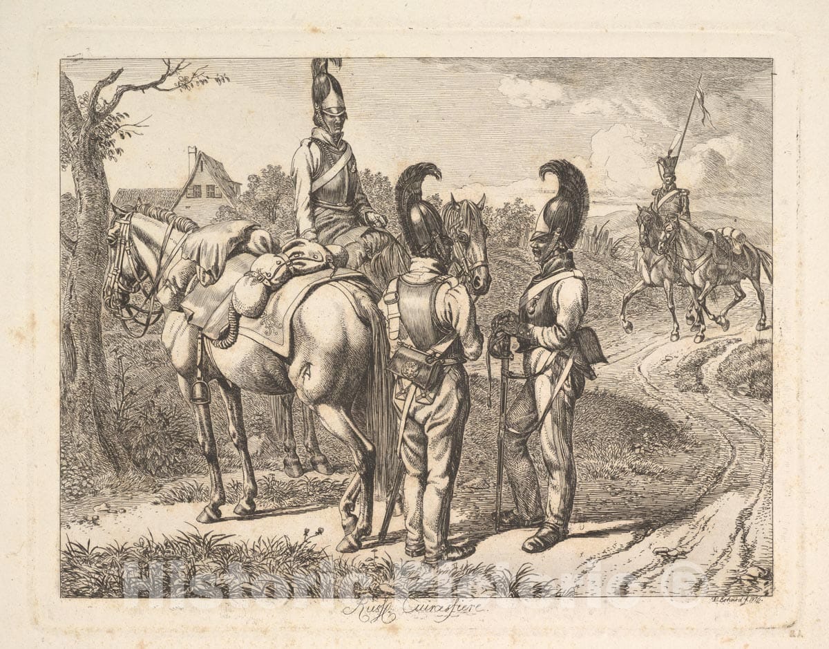 Art Print : Johann Christoph Erhard - Russian Cuirassiers : Vintage Wall Art