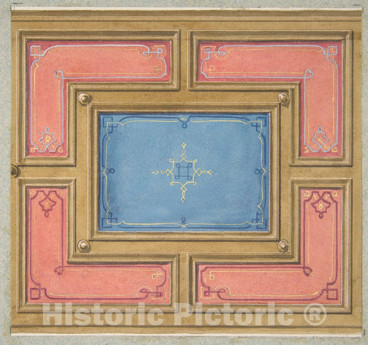 Art Print : Jules-Edmond-Charles Lachaise - Design for a Paneled Ceiling : Vintage Wall Art