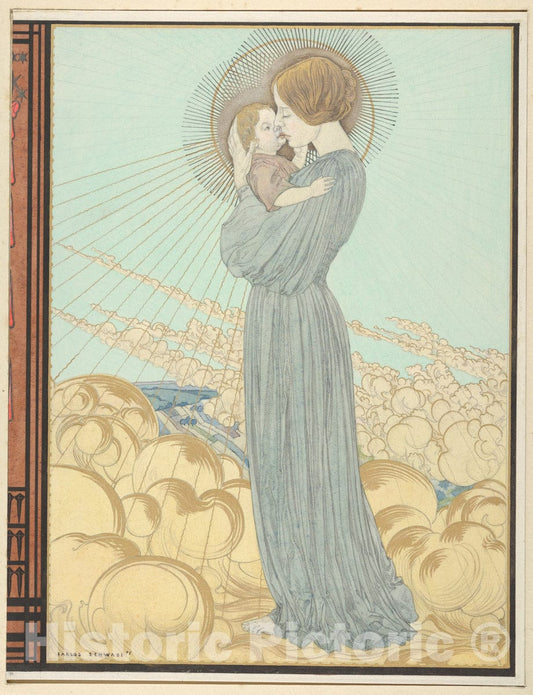 Art Print : Carlos Schwabe - Designs for The Front and Back Cover of “L’Evangile de Notre Seigneur Jesus-Christ selon Saint Pierre” : Vintage Wall Art