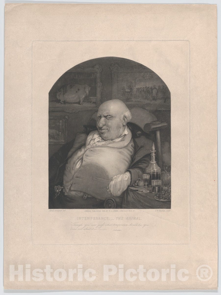 Art Print : T. W. Huffam - Intemperance.–The Animal:Though You can Guess What Temperance Should be, You Know not What it is–Shakespeare : Vintage Wall Art