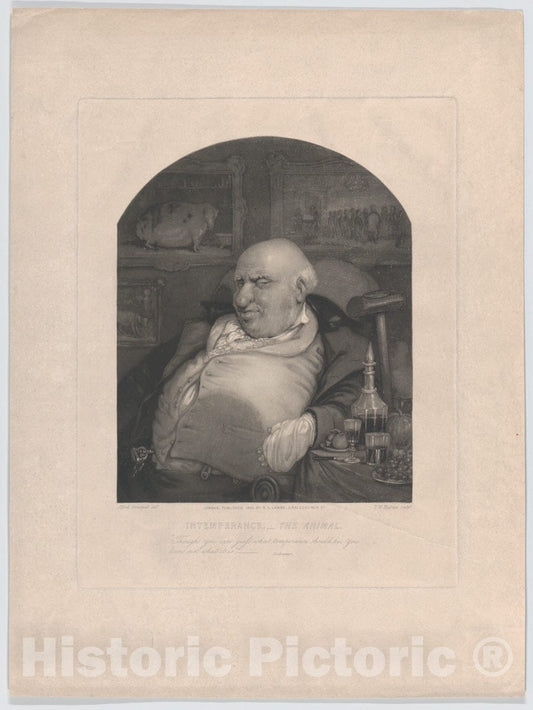 Art Print : T. W. Huffam - Intemperance.–The Animal:Though You can Guess What Temperance Should be, You Know not What it is–Shakespeare : Vintage Wall Art