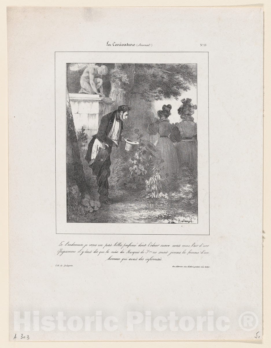 Art Print : Hippolyte Bellangé - 'The Next Day I Received a Little perfumed Ticket.' : Vintage Wall Art