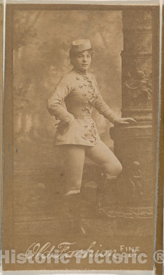 Photo Print : Actress Leaning on Column, from The Actresses Series (N664) Promoting Old Fashion Fine Cut Tobacco : Vintage Wall Art