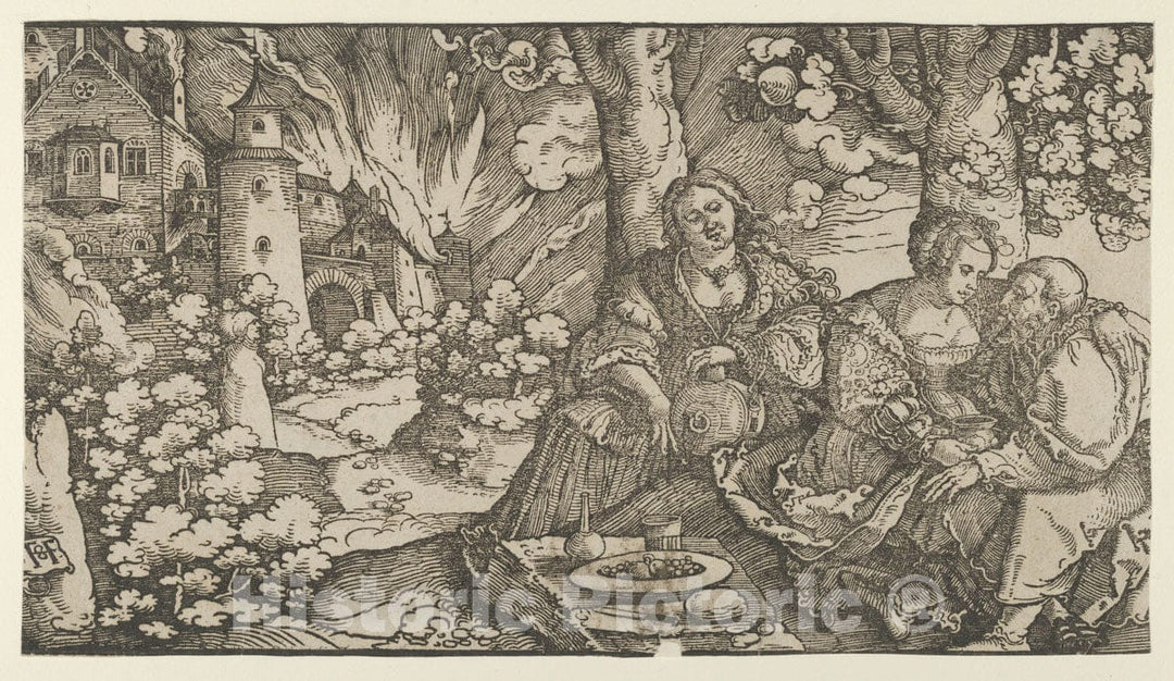 Art Print : Hans Schäufelein - Lot and his Daughters : Vintage Wall Art
