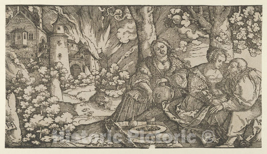 Art Print : Hans Schäufelein - Lot and his Daughters : Vintage Wall Art