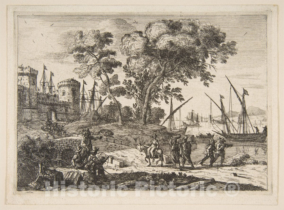 Art Print : Claude Lorrain (Claude Gellée) - Coast Scene with an Artist 2 : Vintage Wall Art