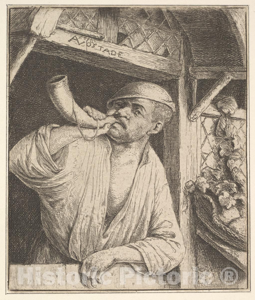 Art Print : Adriaen Van Ostade - Baker Blowing Horn - 436243 : Vintage Wall Art
