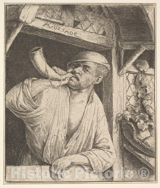 Art Print : Adriaen Van Ostade - Baker Blowing Horn - 436243 : Vintage Wall Art