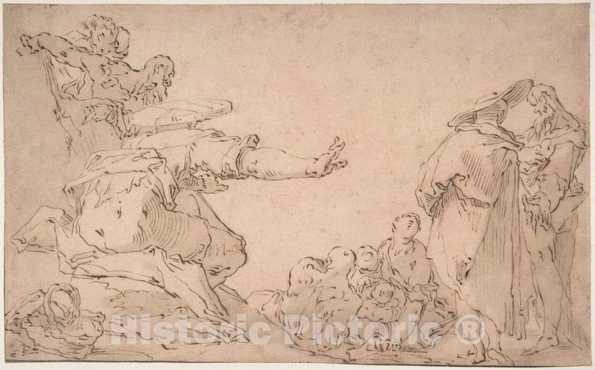 Art Print : After Abraham Bloemaert - Saint John Preaching in The Wilderness : Vintage Wall Art