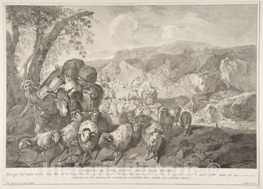 Art Print : Pietro Monaco - Departure of David The Shepherd from The House of His Father : Vintage Wall Art