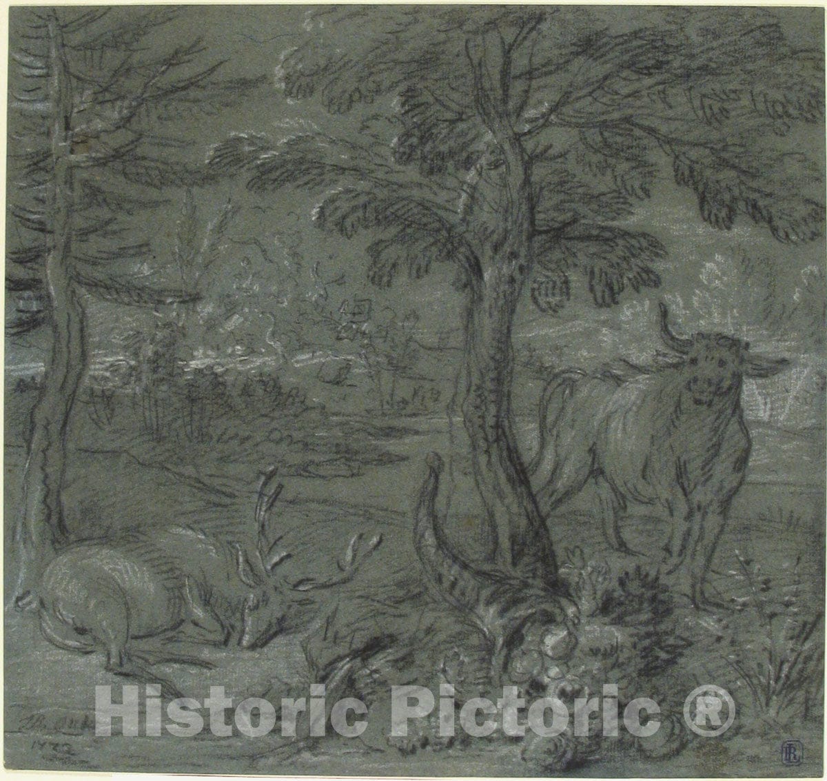 Art Print : Jean-Baptiste Oudry - Acheloüs Transformed into a Bull : Vintage Wall Art