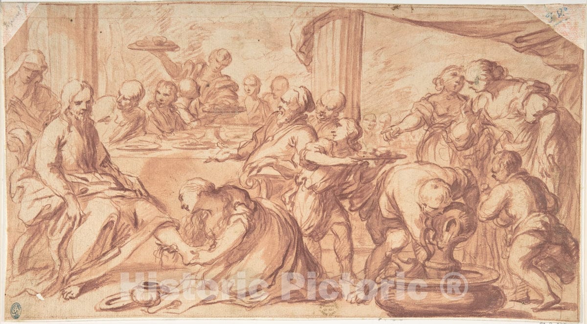 Art Print : Italian, Roman-Bolognese, 17th Century - Mary Magdalen Washing Christ's Feet : Vintage Wall Art
