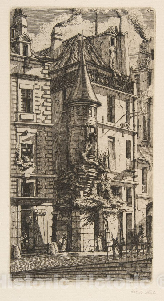 Art Print : Charles Meryon - House with a Turret, rue de la Tixéranderie, Paris : Vintage Wall Art