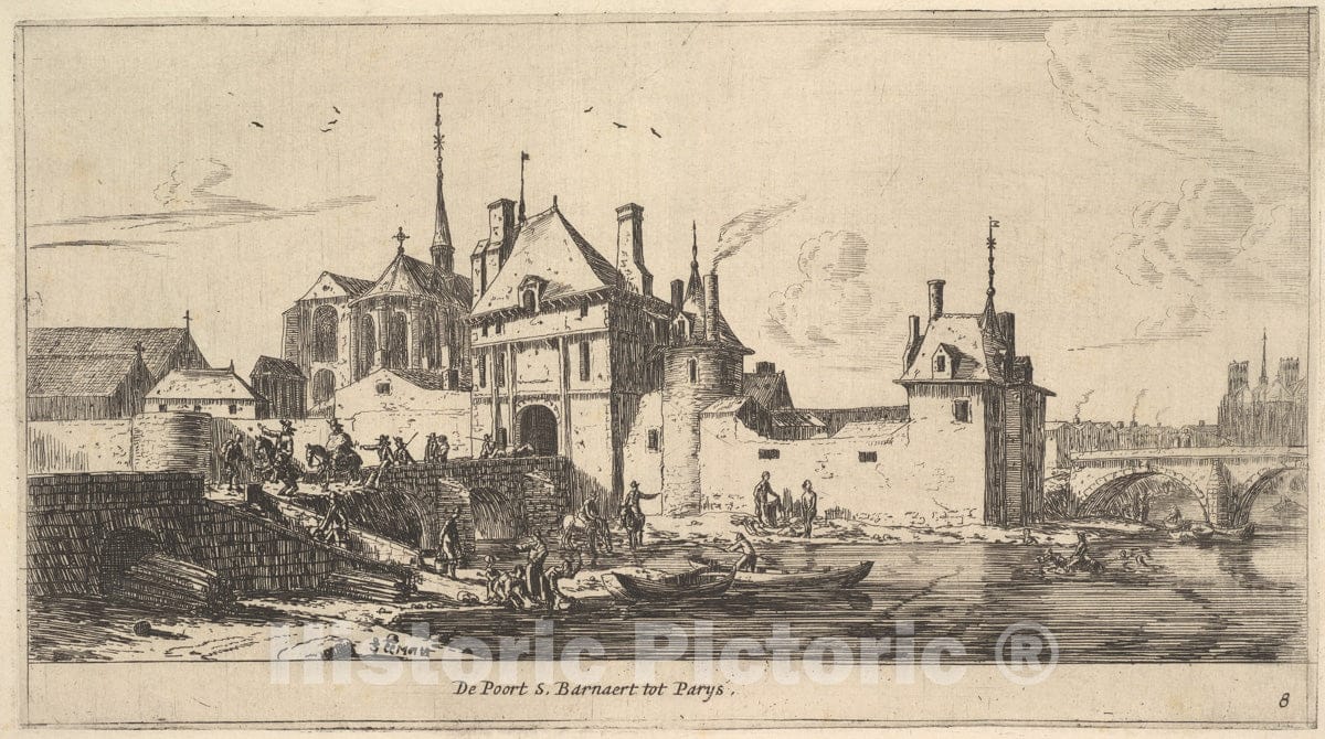 Art Print : Reinier Nooms, Called Zeeman - The Entrance Gate of St. Bernard in Paris : Vintage Wall Art