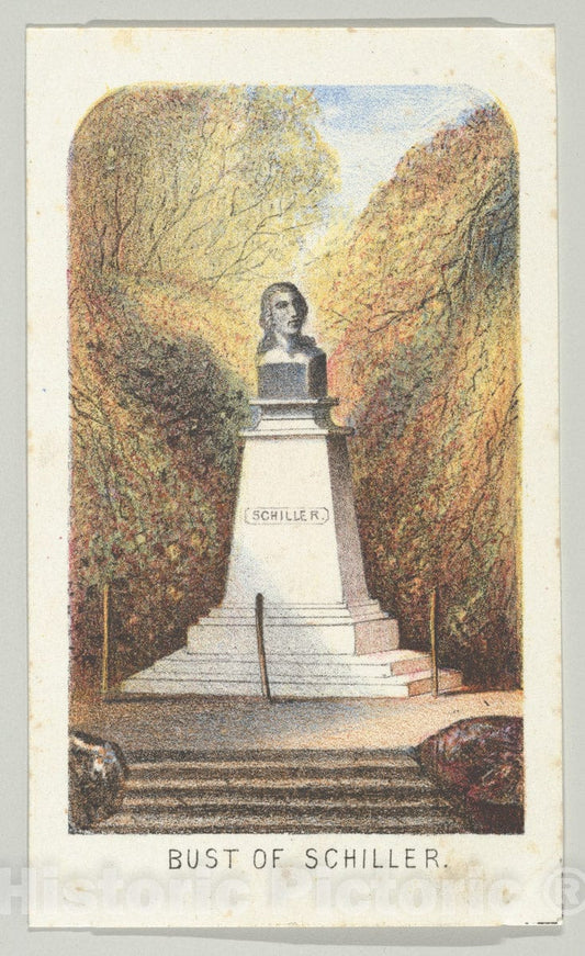 Art Print : Louis Prang & Co. - Bust of Schiller, from The Series, Views in Central Park, New York, Part 3 : Vintage Wall Art