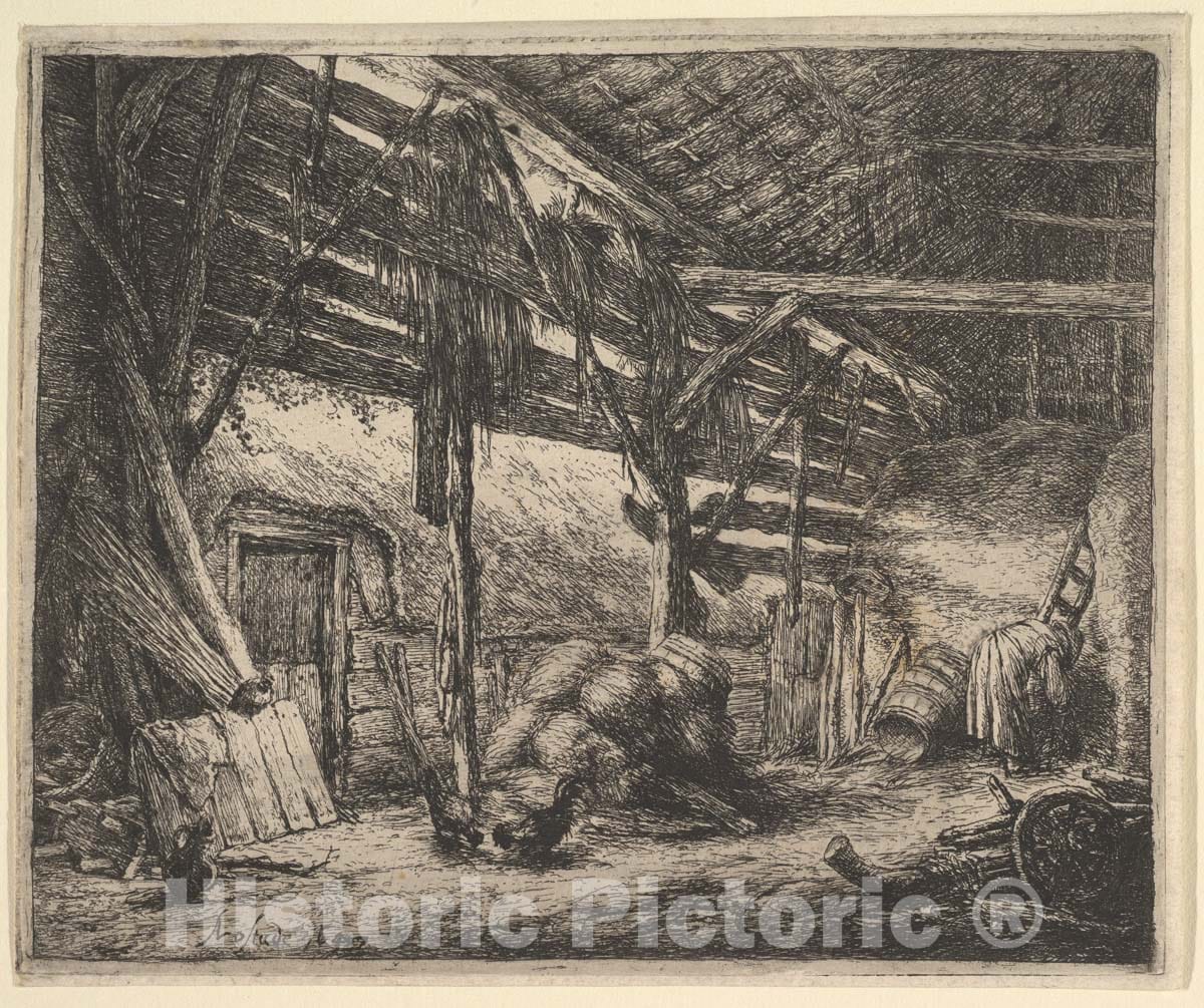 Art Print : Adriaen Van Ostade - The Barn 3 : Vintage Wall Art