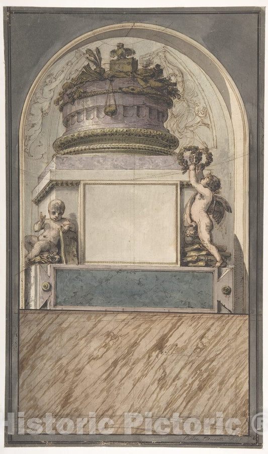Art Print : Pietro Fancelli - Design for a Monument : Vintage Wall Art