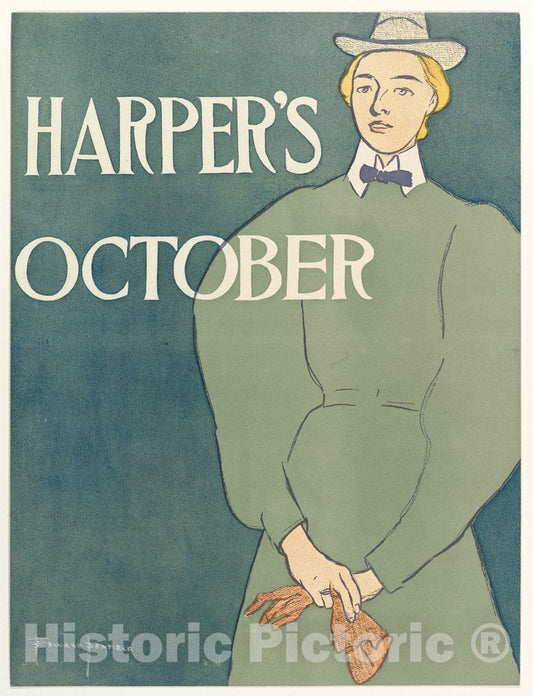 Art Print : Edward Penfield - Harper's: October 2 : Vintage Wall Art