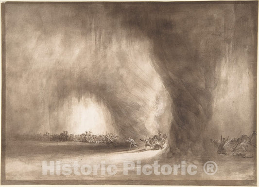 Art Print : A Column of Oriental Travelers Scattered by a Dust Storm - Artist: William West - Created: 1820–40 : Vintage Wall Art