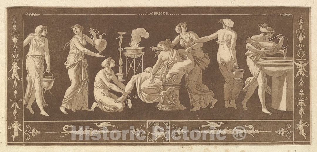Art Print : Collection ornamnet & Architecture La Toilette de Venus - Artist: Jean Jacques Lagrenee - Created: 1784 : Vintage Wall Art