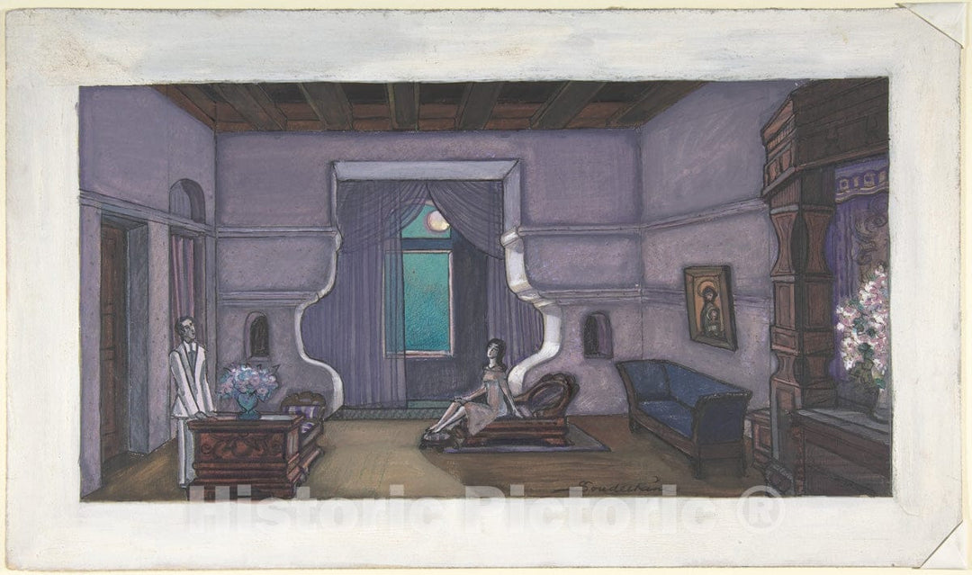 Art Print : Sergey Sudeykin - Stage Design for Nikita Balieff's Theatrical Company Called Chauvre-Souris, New York City : Vintage Wall Art
