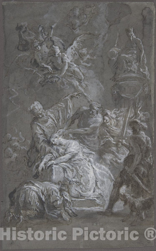Art Print : Martin Johann Schmidt - The Martyrdom of Saint Barbara : Vintage Wall Art
