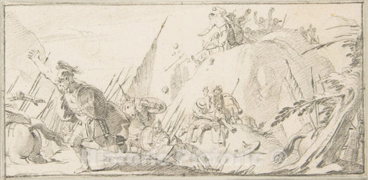 Art Print : Giovanni Battista Tiepolo - Illustration for a Book: Scene of Combat : Vintage Wall Art