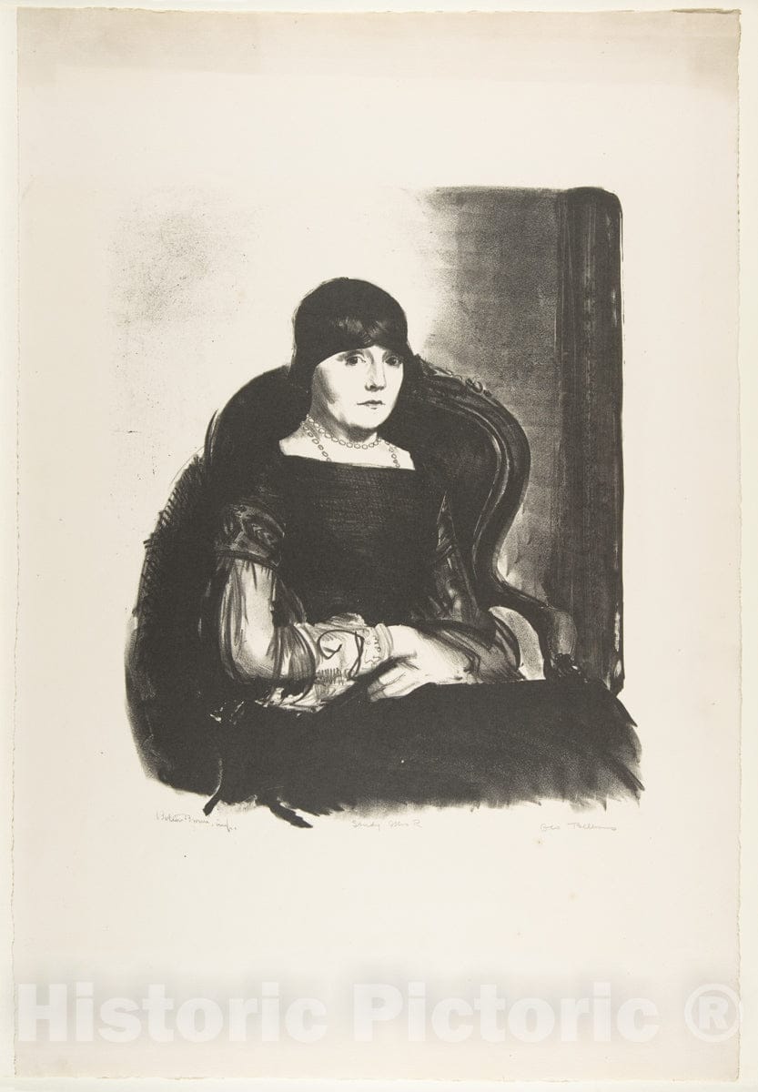 Art Print : George Bellows - Study, Mrs. R. : Vintage Wall Art