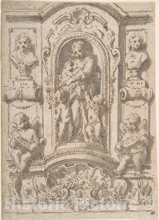 Art Print : Italian, 18th Century - Design for a Niche : Vintage Wall Art
