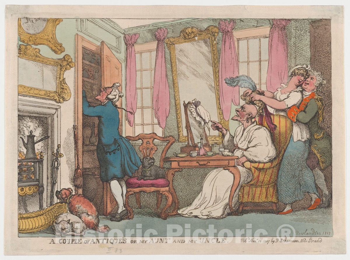 Art Print : Thomas Rowlandson - A Couple of Antiques or My Aunt and My Uncle 2 : Vintage Wall Art