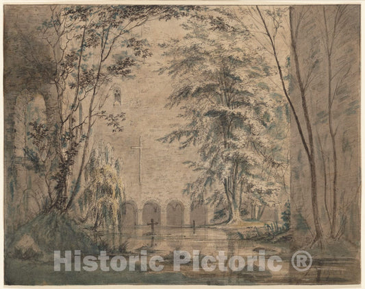 Art Print : Karl Blechen - Inundated Ruins of a Monastery : Vintage Wall Art