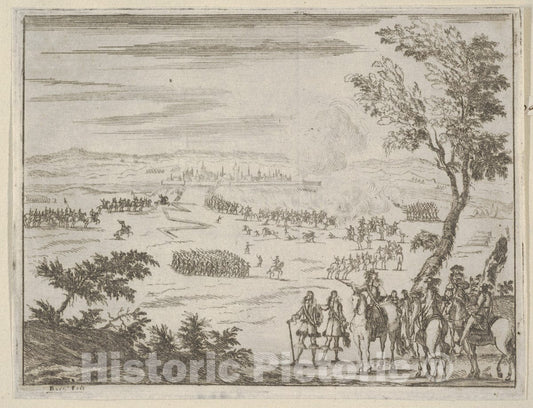 Art Print : Francesco I d'Este and The French Army Besiege Valenza - Artist: Bartolomeo Fenice (Fenis) - Created: 1659 : Vintage Wall Art