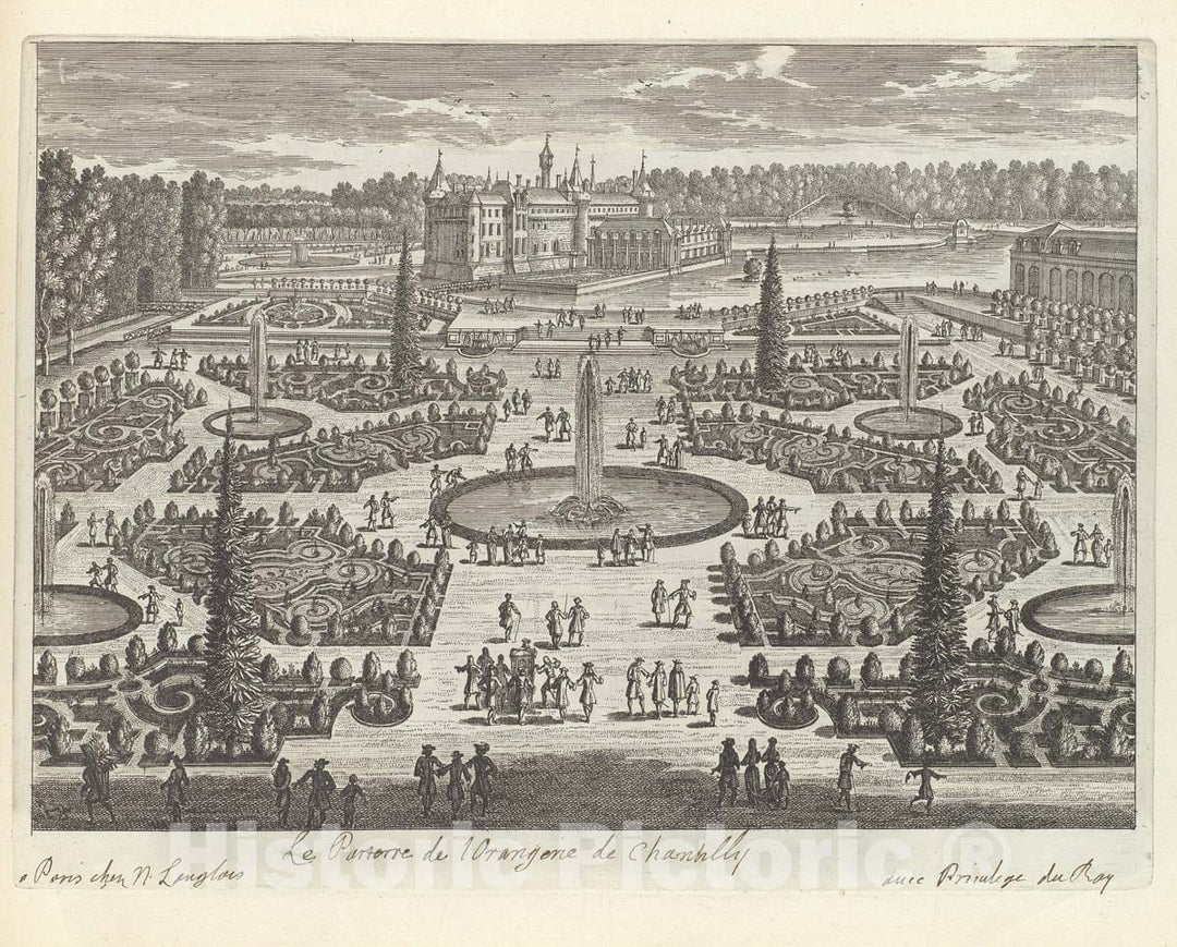 Art Print : Adam Perelle - Le Parterre de l'Orangerie de Chantilly : Vintage Wall Art
