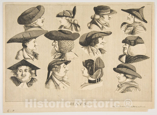 Art Print : Published London by Matthew Darly - Hats : Vintage Wall Art