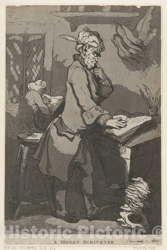 Art Print : Thomas Rowlandson - A Money Scrivener 2 : Vintage Wall Art