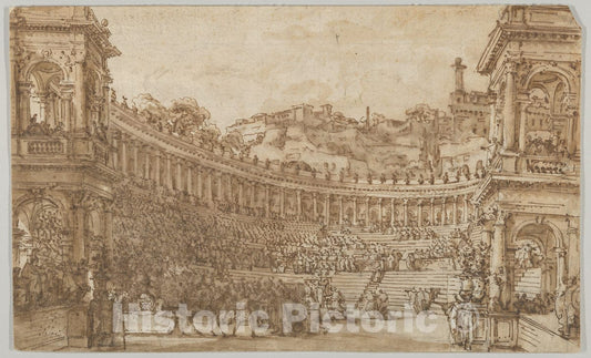 Art Print : Louis Jean Desprez - Classical Amphitheater : Vintage Wall Art