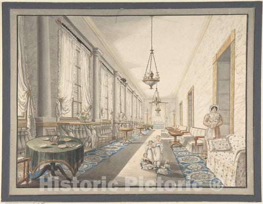 Art Print : Charles de Brocktorff - Interior, Leningrad? : Vintage Wall Art