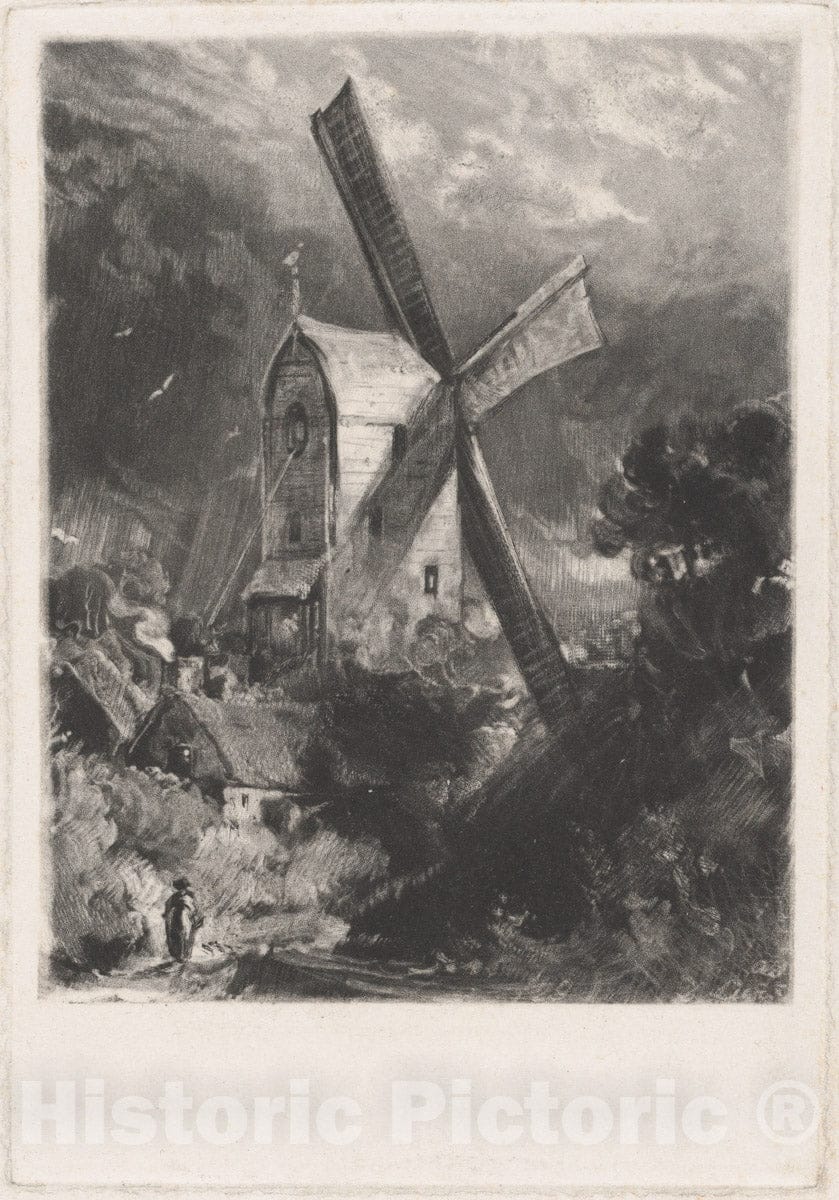 Art Print : David Lucas - Mill Near Brighton - 436392 : Vintage Wall Art
