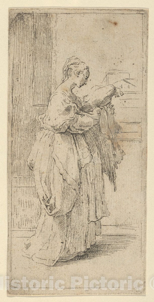 Art Print : Guido Reni - Girl Carrying a Cushion, seen in Profile Facing Right - 436393 : Vintage Wall Art