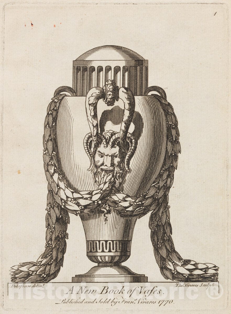 Art Print : Jean Charles Delafosse - A New Book of Vases : Vintage Wall Art